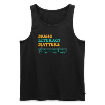 La littératie musicale, ça compte - Débardeur bio Premium Homme - noir - Devant - AI Model Male 178 light (178cm)