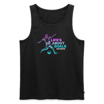 Im Leben geht es um Tore und Assists im Fußball - Männer Premium Bio Tank Top - Schwarz - Vorne - AI Model Male 178 light (178cm)