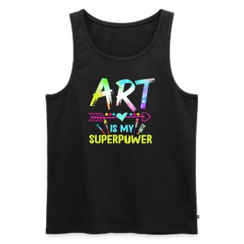 Art Is My Superpower - Men's Premium Organic Tank Top - black - Front - Michal (187cm)