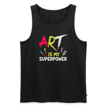 Art Is My Superpower - Men's Premium Organic Tank Top - black - Front - Michal (187cm)