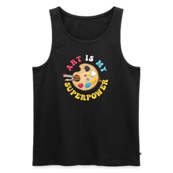 Art Is My Superpower - Men's Premium Organic Tank Top - black - Front - Michal (187cm)