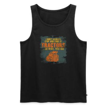Ich bleibe nicht immer stehen und schaue mir Traktoren an - Männer Premium Bio Tank Top - Schwarz - Vorne - AI Model Male 178 light (178cm)