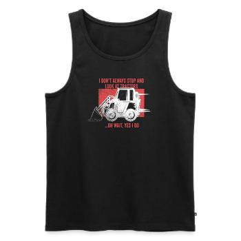 Ich bleibe nicht immer stehen und schaue mir Traktoren an - Männer Premium Bio Tank Top - Schwarz - Vorne - AI Model Male 178 light (178cm)