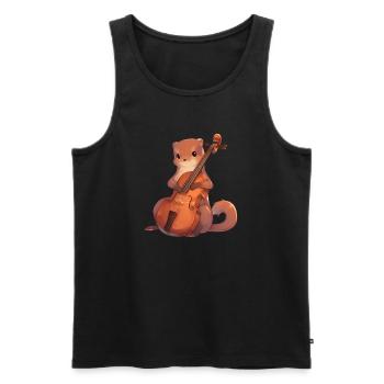 Mungo spielt Cello - Männer Premium Bio Tank Top - Schwarz - Vorne - AI Model Male 178 light (178cm)