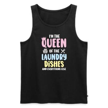 Königin der Wäsche, des Geschirrs und alles andere - Männer Premium Bio Tank Top - Schwarz - Vorne - Michal (187cm)