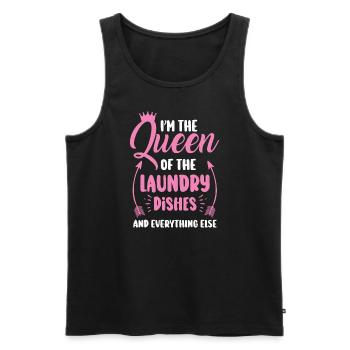 Königin der Wäsche, des Geschirrs und alles andere - Männer Premium Bio Tank Top - Schwarz - Vorne - Michal (187cm)