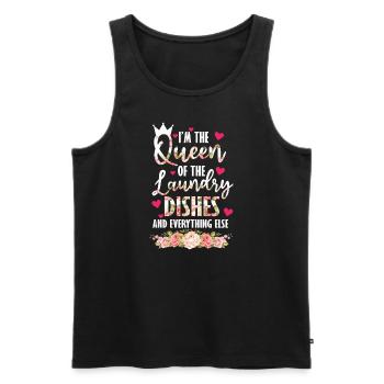 Queen Of The Laundry, Dishes And Everthing Else - Men's Premium Organic Tank Top - black - Front - AI Model Male 178 light (178cm)
