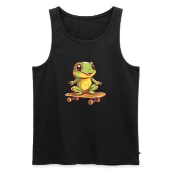 Frog on a skateboard - Men's Premium Organic Tank Top - black - Front - AI Model Male 178 light (178cm)