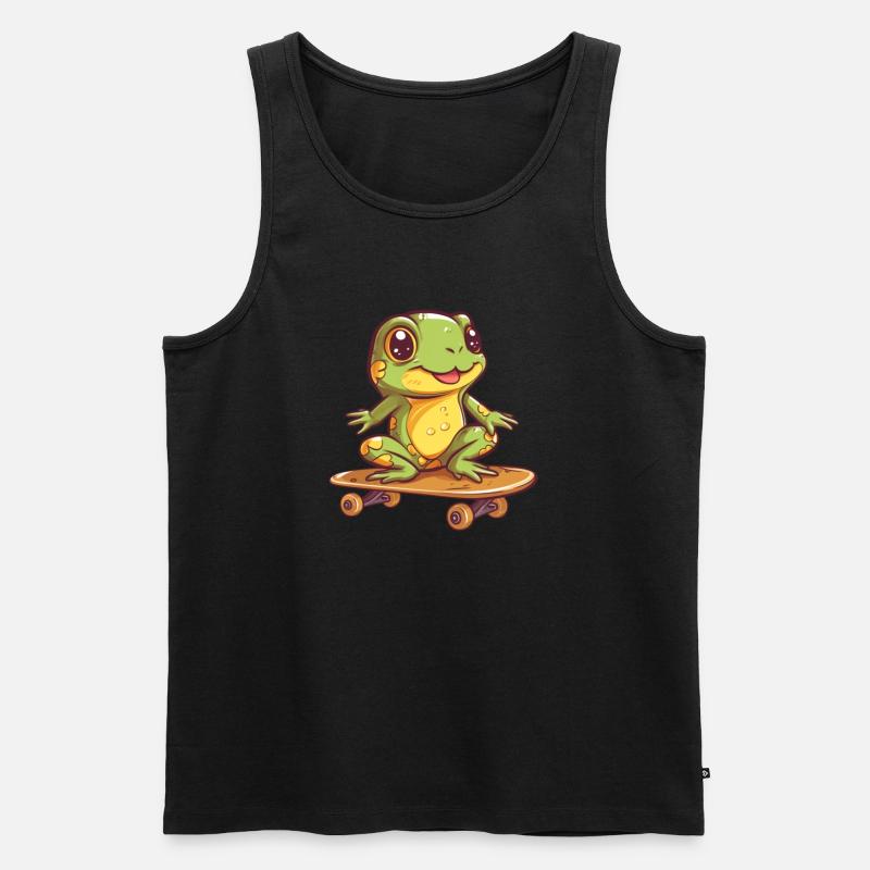 Frosch auf einem Skateboard - Männer Premium Bio Tank Top - Schwarz