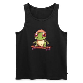 Frog on a skateboard - Men's Premium Organic Tank Top - black - Front - AI Model Male 178 light (178cm)