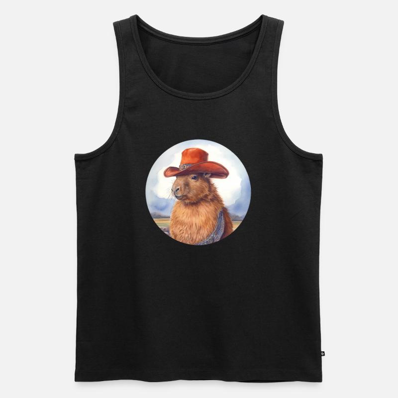 Capybara Cowboy - Männer Premium Bio Tank Top - Schwarz