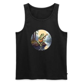 Frosch spielt Banjo - Männer Premium Bio Tank Top - Schwarz - Vorne - Michal (187cm)
