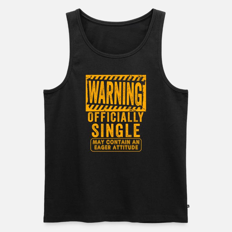 Warnung Offiziell Single Eifer Attitude - Männer Premium Bio Tank Top - Schwarz
