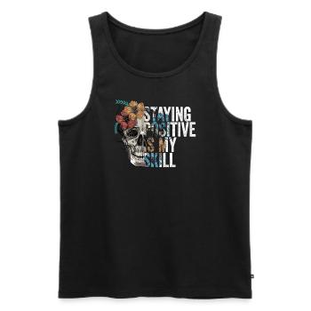 Positiv zu bleiben ist meine Kunst - Männer Premium Bio Tank Top - Schwarz - Vorne - Michal (187cm)