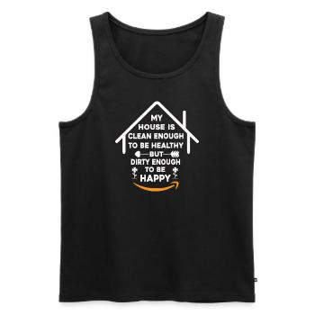 My House Is Clean Enough To Be Healthy - Men's Premium Organic Tank Top - black - Front - Michal (187cm)