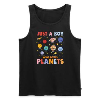 Just A Boy Who Loves Planets Solar System - Men's Premium Organic Tank Top - black - Front - Michal (187cm)