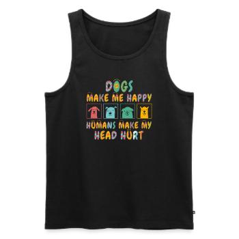 Les chiens me rendent heureux humain me font mal à la tête Doglove - Débardeur bio Premium Homme - noir - Devant - Michal (187cm)