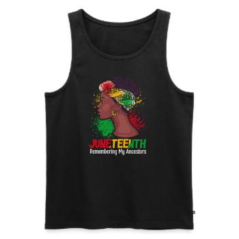 Juneteenth 1865 Remembering My Ancestors - Men's Premium Organic Tank Top - black - Front - AI Model Male 178 light (178cm)