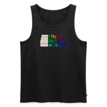Ich habe mein Buch geschlossen, um hier zu sein Bücherwurm lustiger Spruch - Männer Premium Bio Tank Top - Schwarz - Vorne - AI Model Male 178 light (178cm)