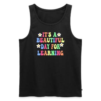 Es ist ein schöner Tag zum Lernen - Männer Premium Bio Tank Top - Schwarz - Vorne - Michal (187cm)
