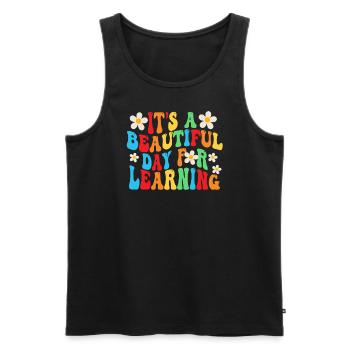 Es ist ein schöner Tag zum Lernen - Männer Premium Bio Tank Top - Schwarz - Vorne - Michal (187cm)