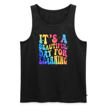 Es ist ein schöner Tag zum Lernen - Männer Premium Bio Tank Top - Schwarz - Vorne - Michal (187cm)