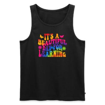 Es ist ein schöner Tag zum Lernen - Männer Premium Bio Tank Top - Schwarz - Vorne - Michal (187cm)