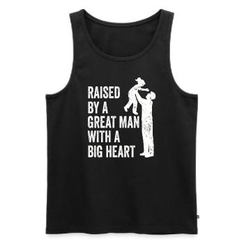 Aufgewachsen von einem großen Mann mit einem großen Herzen Vatertag - Männer Premium Bio Tank Top - Schwarz - Vorne - Michal (187cm)