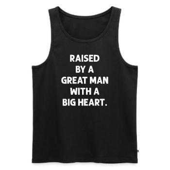 Aufgewachsen von einem großen Mann mit einem großen Herzen Vatertag - Männer Premium Bio Tank Top - Schwarz - Vorne - Michal (187cm)