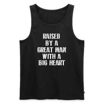 Aufgewachsen von einem großen Mann mit einem großen Herzen Vatertag - Männer Premium Bio Tank Top - Schwarz - Vorne - Michal (187cm)