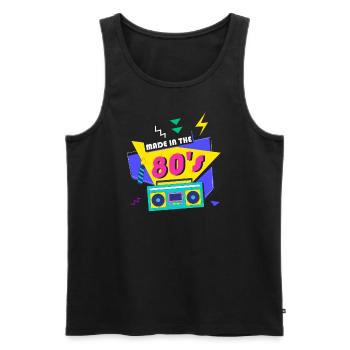 80er Die Musik der 80er - Männer Premium Bio Tank Top - Schwarz - Vorne - AI Model Male 178 light (178cm)