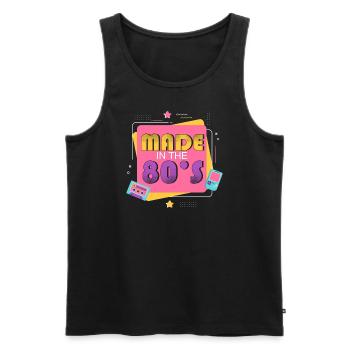 80er Die Musik der 80er - Männer Premium Bio Tank Top - Schwarz - Vorne - AI Model Male 178 light (178cm)