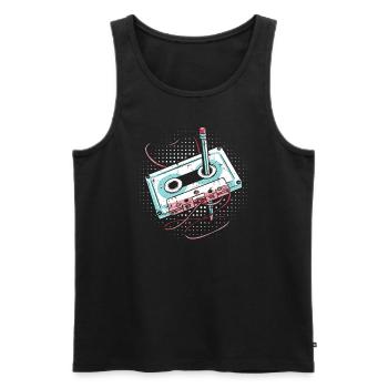 80's Cassette Tape 1990s Pencil Winding Cassette - Men's Premium Organic Tank Top - black - Front - Michal (187cm)