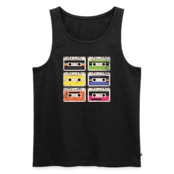 80's Cassette Tape 1990s Pencil Winding Cassette - Men's Premium Organic Tank Top - black - Front - Michal (187cm)
