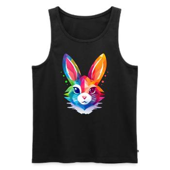 Polygon rabbits in rainbow colors - Men's Premium Organic Tank Top - black - Front - Michal (187cm)