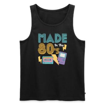 Musique des années 80 - Débardeur bio Premium Homme - noir - Devant - AI Model Male 178 light (178cm)
