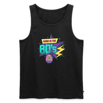 80er Die Musik der 80er - Männer Premium Bio Tank Top - Schwarz - Vorne - AI Model Male 178 light (178cm)