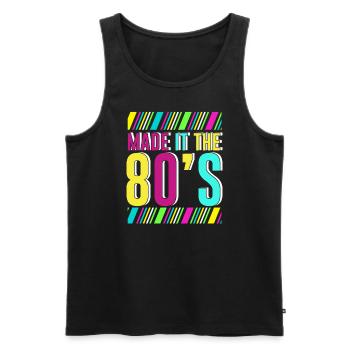 Musique des années 80 - Débardeur bio Premium Homme - noir - Devant - AI Model Male 178 light (178cm)