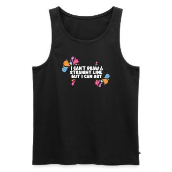 Ich kann keine gerade Linie zeichnen, aber ich kann Kunst - Männer Premium Bio Tank Top - Schwarz - Vorne - Michal (187cm)