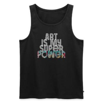 Kunst ist meine Superkraft - Männer Premium Bio Tank Top - Schwarz - Vorne - Michal (187cm)