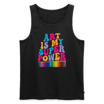 Art Is My Superpower - Men's Premium Organic Tank Top - black - Front - Michal (187cm)