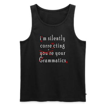 Je corrige silencieusement votre grammaire - Débardeur bio Premium Homme - noir - Devant - AI Model Male 178 light (178cm)