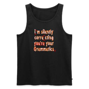 Je corrige silencieusement votre grammaire - Débardeur bio Premium Homme - noir - Devant - AI Model Male 178 light (178cm)