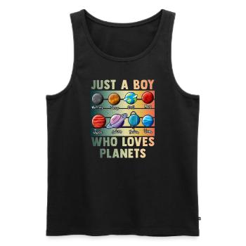 Just A Boy Who Loves Planets Solar System - Men's Premium Organic Tank Top - black - Front - Michal (187cm)
