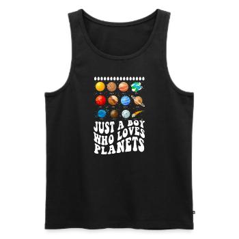 Just A Boy Who Loves Planets Solar System - Men's Premium Organic Tank Top - black - Front - Michal (187cm)