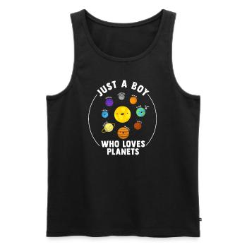 Nur ein Junge, der Planeten Sonnensystem liebt - Männer Premium Bio Tank Top - Schwarz - Vorne - Michal (187cm)
