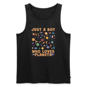 Just A Boy Who Loves Planets Solar System - Men's Premium Organic Tank Top - black - Front - Michal (187cm)