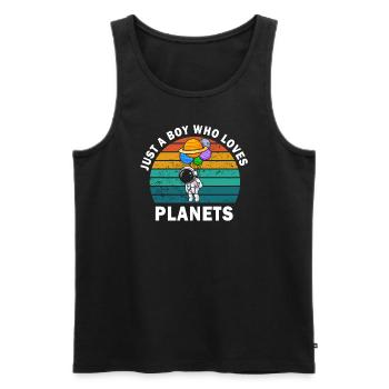 Nur ein Junge, der Planeten Sonnensystem liebt - Männer Premium Bio Tank Top - Schwarz - Vorne - Michal (187cm)