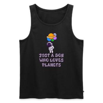 Nur ein Junge, der Planeten Sonnensystem liebt - Männer Premium Bio Tank Top - Schwarz - Vorne - Michal (187cm)