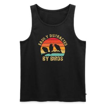 Easily Distracted By Birds Bird Lover - Men's Premium Organic Tank Top - black - Front - AI Model Male 178 light (178cm)